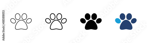 Paw icon set. paw print icon vector. dog or cat paw