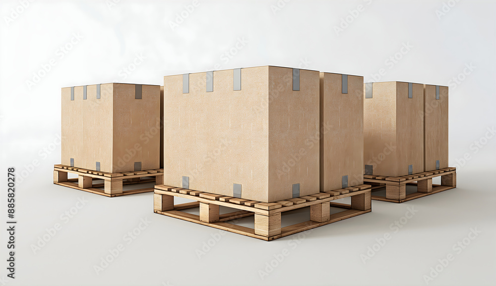 Boxes on a pallet. Logistics business illustration. Fast and reliable cargo transportation. Large cargo transportation.
Boxes on a pallet. Logistics business illustration. Fast and reliable cargo transportation. Large cargo transportation.