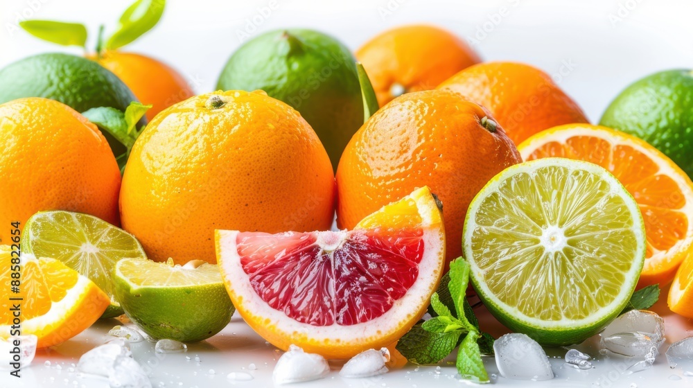 8. Freshly cut citrus fruits on a white background 8. Freshly cut citrus fruits on a white background
