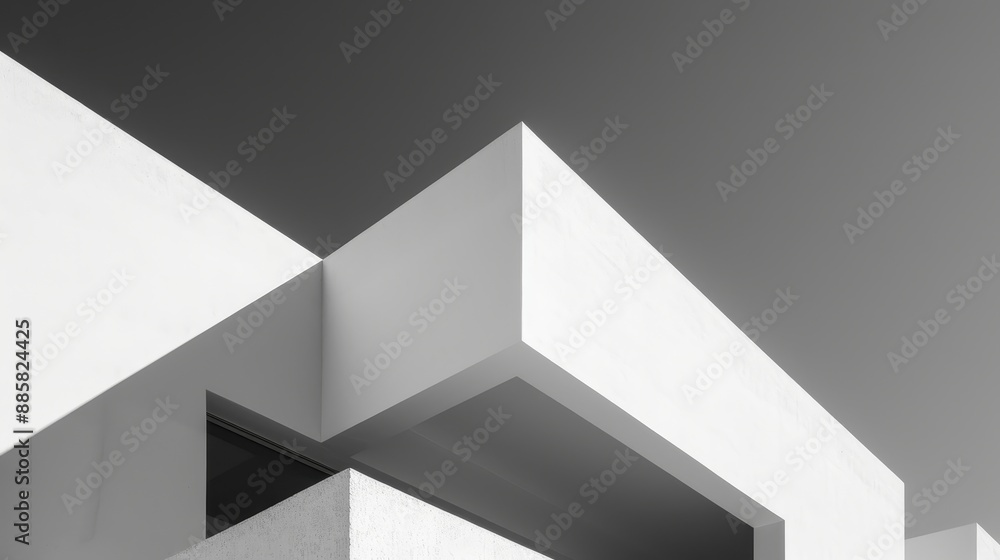 Fototapeta premium Modernist architecture showcasing perfect symmetry, clean lines, and minimalistic design, epitomizing the genre's focus on form and function