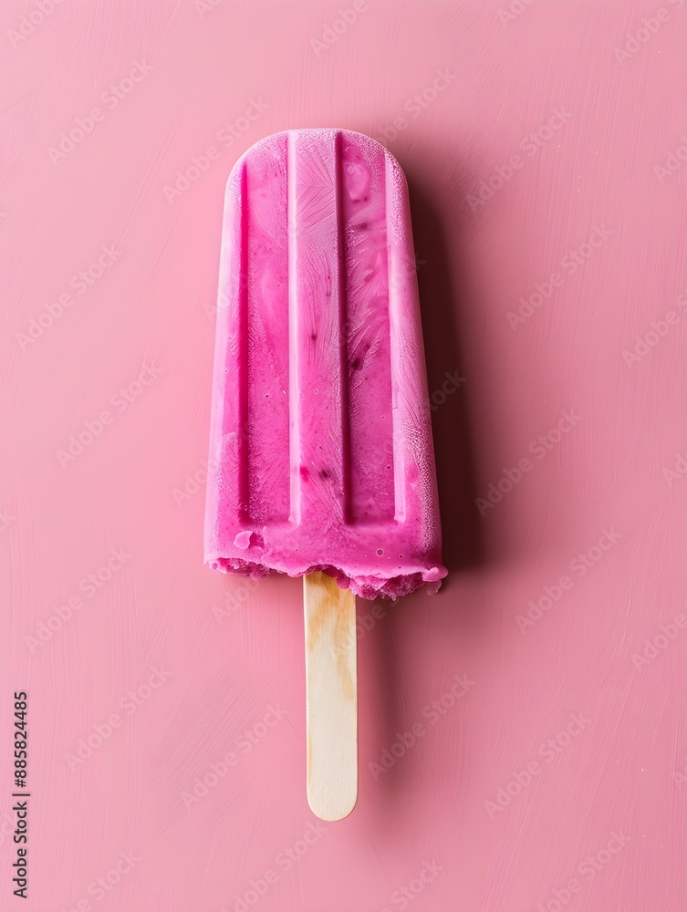 Magenta Popsicle on a summery pink Background with Copy Space Magenta Popsicle on a summery pink Background with Copy Space