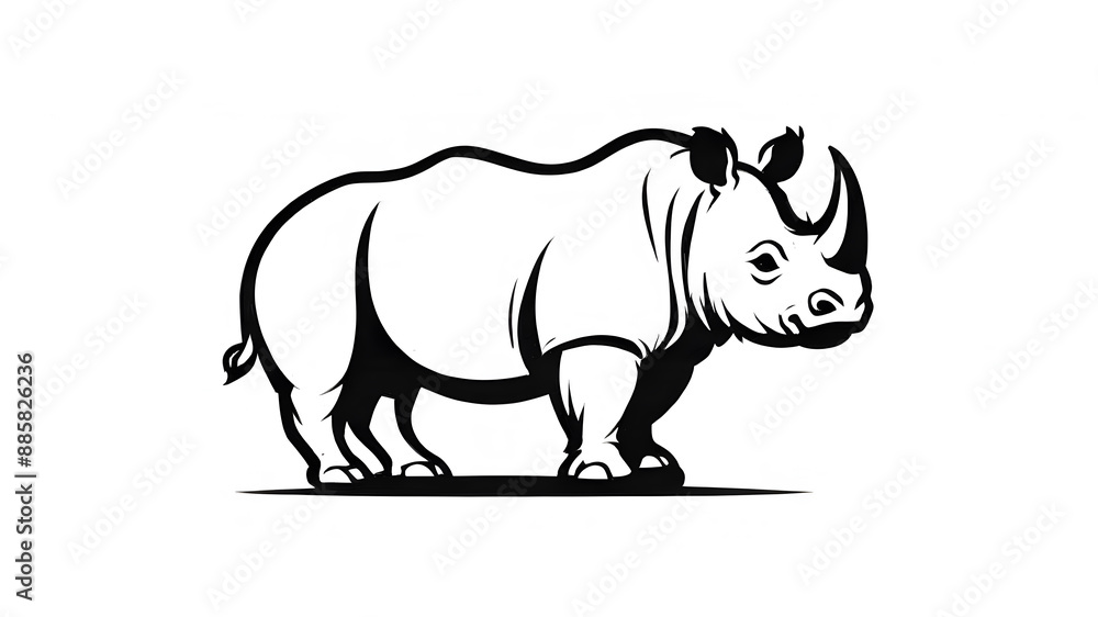 Obraz premium Javan Rhino logo icon on white background. Generative AI
