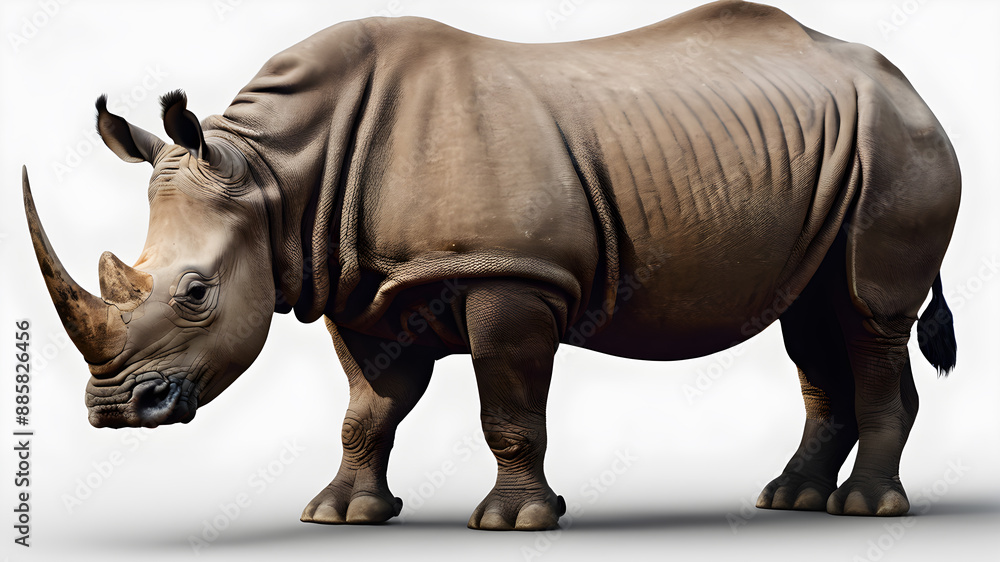 Fototapeta premium Javan Rhino logo icon on white background. Generative AI