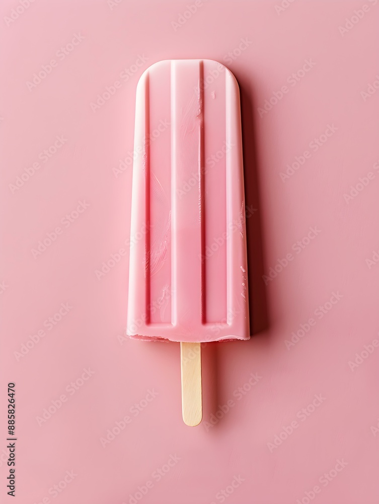 Pink Popsicle on a summery pink Background with Copy Space Pink Popsicle on a summery pink Background with Copy Space