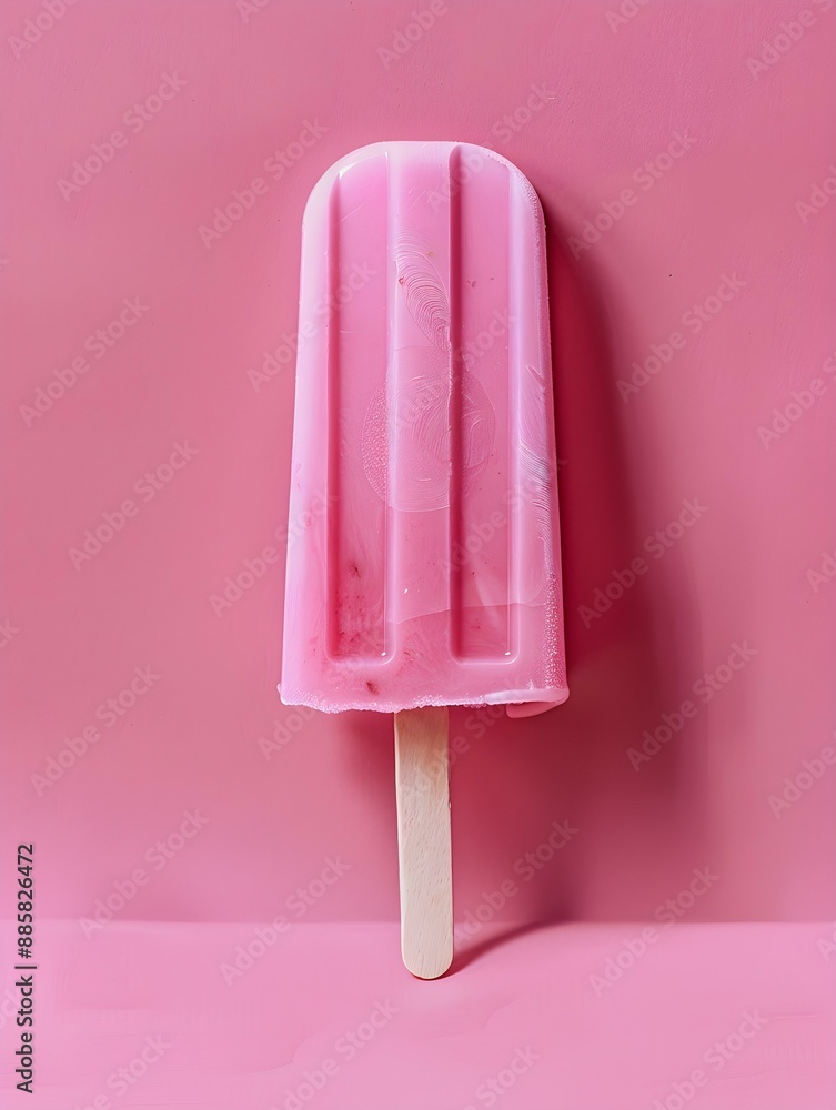 Pink Popsicle on a summery pink Background with Copy Space Pink Popsicle on a summery pink Background with Copy Space