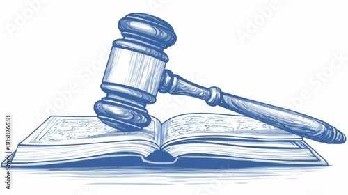  court gavel on light blue background, flaticon and dribbble design style photo