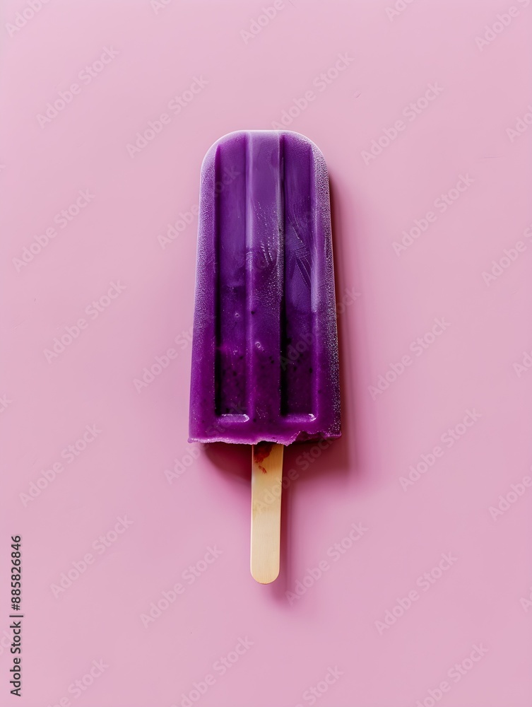 Purple Popsicle on a summery pink Background with Copy Space Purple Popsicle on a summery pink Background with Copy Space