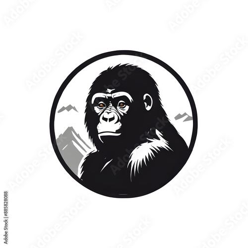 Mountain Gorilla logo icon on white background. Generative AI photo