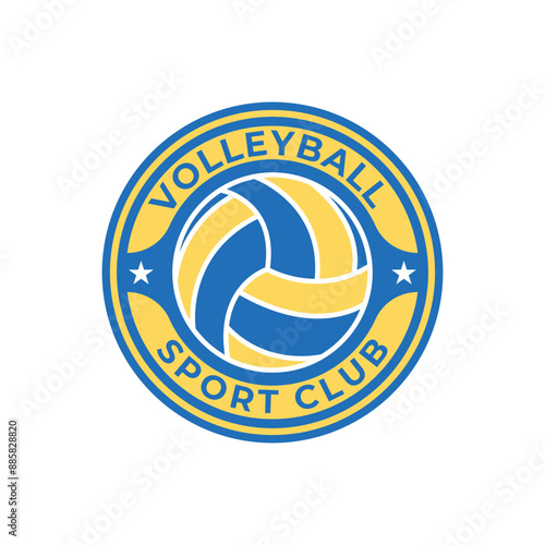volleyball sport club logo design concept with label circle