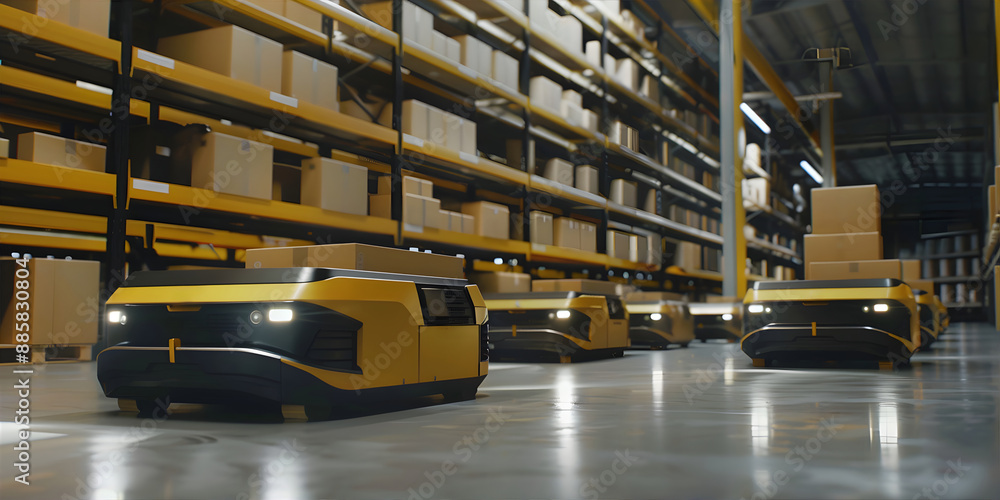 Robots in a warehouse. Cargo transportation concept. logistics concept. Cargo transportation of varying complexity. Truck fleet. Fast transit. Robots in a warehouse. Cargo transportation concept. logistics concept. Cargo transportation of varying complexity. Truck fleet. Fast transit.