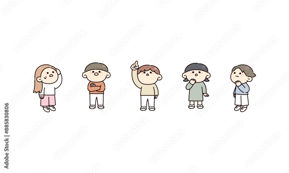 Φωτογραφία 悩み考える子供たちのイラスト