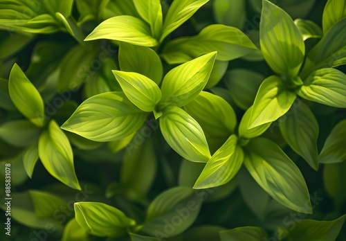 Vibrant Green Leaves Spring Nature Background #885831078