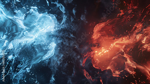 Clash of ice and fire symbolizing battle of good vs evil
