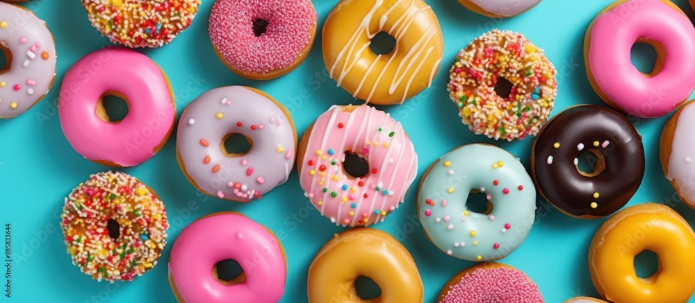 Colorful Donuts on a Blue Background