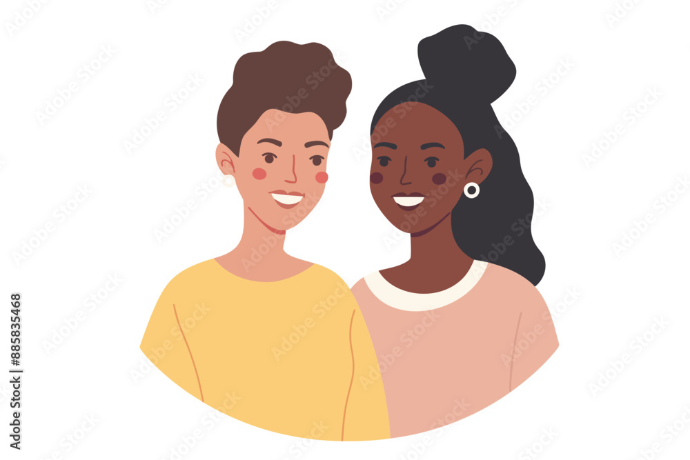 romantic gay women interracial couple stock image isolated vector style romantic gay women interracial couple stock image isolated vector style
