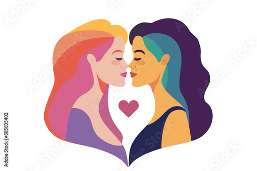 romantic gay women couple stock image isolated vector style