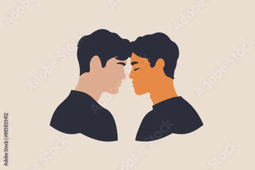 romantic gay men couple stock image isolated vector style