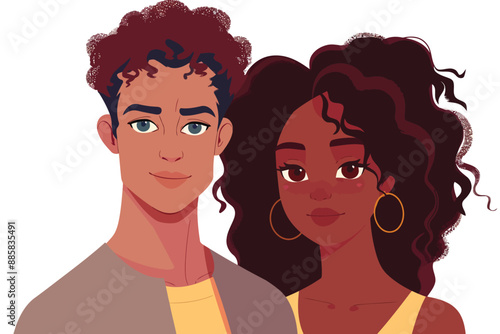 romantic interracial couple stock image isolated vector style