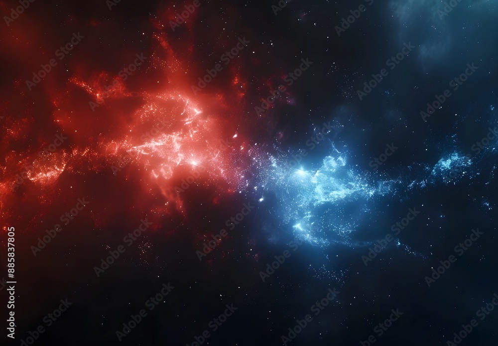 Fototapeta premium Cinematic Red and Blue Nebula Space Background
