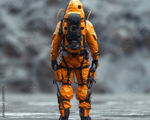 Advanced Radiation Protective Suit - Futuristic 3D Render with Full-Body Coverage and Durable Materials