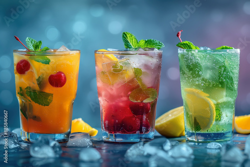 fresh non alcoholic mocktails
 photo