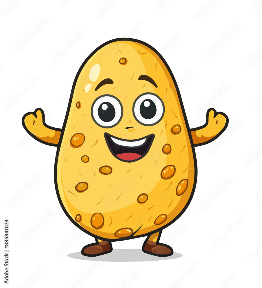 Obraz premium Cute Cartoon Potato Vegetable Food Character Isolated on a Transparent Background 