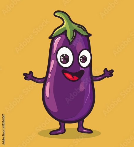 Cute Cartoon Eggplant Food ...