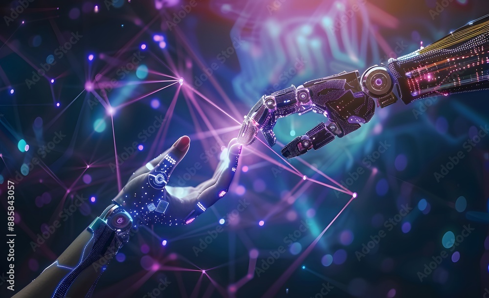 custom made wallpaper toronto digitalHuman Hand Touching AI Robot Palm