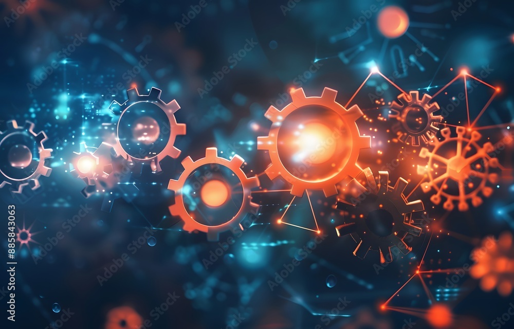 Obraz premium Interconnected Gears: Machine Learning System