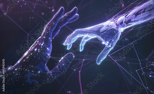 Digital Hand Reaching Towards AI Hologram