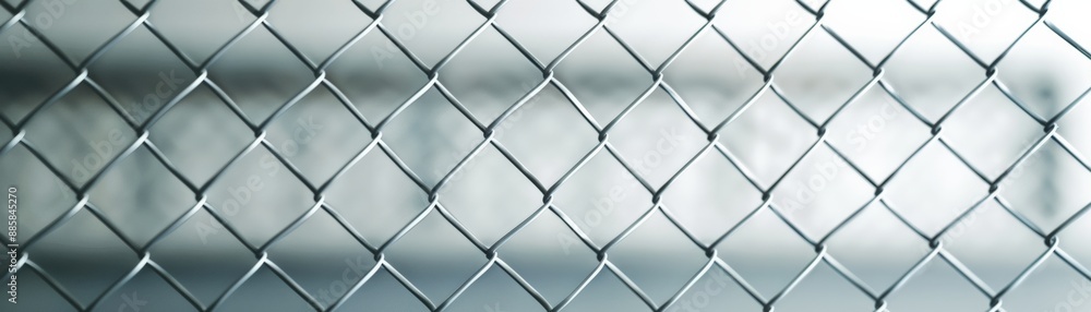 Close-up of metal chain link fence with blurred background, representing security, boundary, and protection. Industrial and urban concepts. Close-up of metal chain link fence with blurred background, representing security, boundary, and protection. Industrial and urban concepts.
