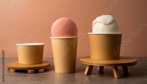 ice cream mockup on soft color background photo