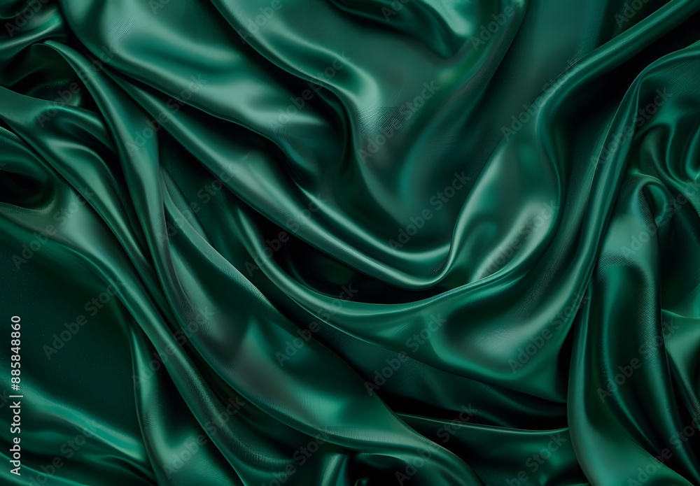 Emerald Green Silk Fabric Drape Background Emerald Green Silk Fabric Drape Background