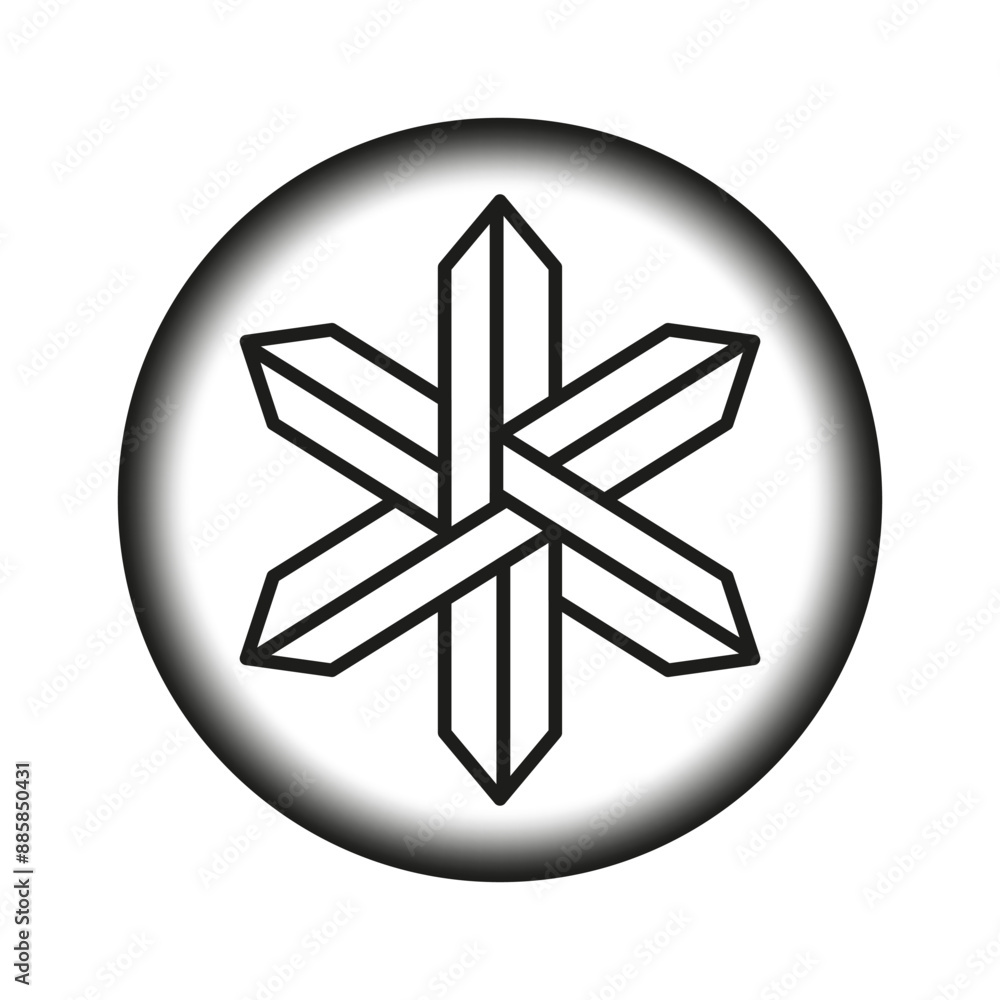 Geometric star icon. Black and white. Abstract vector symbol. Round gradient design. Geometric star icon. Black and white. Abstract vector symbol. Round gradient design.