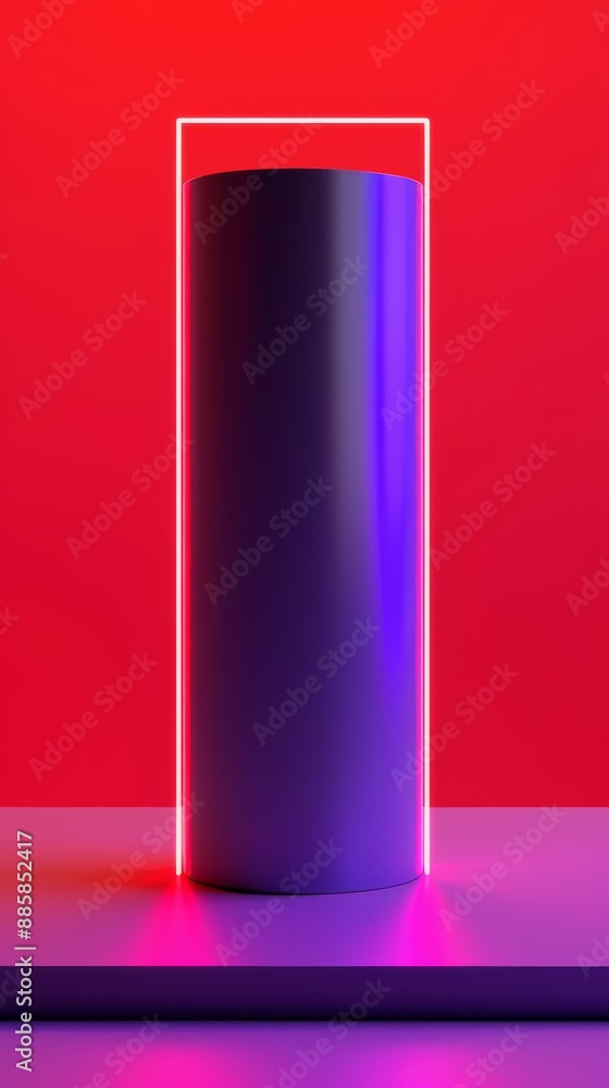 sleek metallic podium with a neons set against a gradient of deep violet front shot soft lighting sleek metallic podium with a neons set against a gradient of deep violet front shot soft lighting