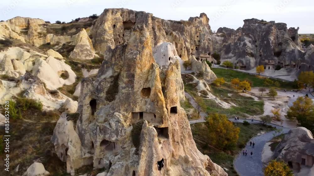 Cappadocia most popular view in Turkey. Goreme National Park. Drone footage shot of city. Cappadocia most popular view in Turkey. Goreme National Park. Drone footage shot of city.