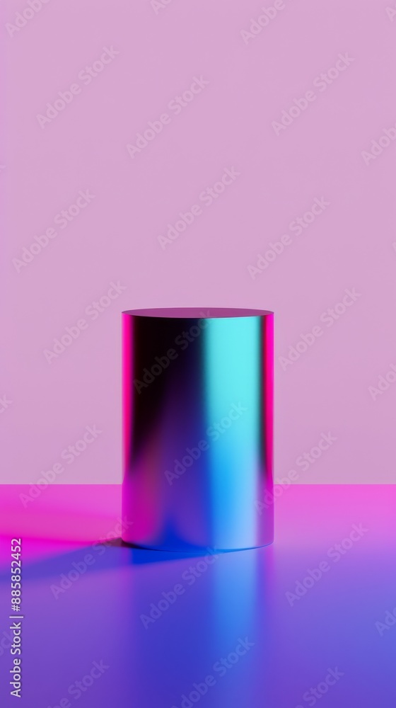 sleek metallic podium with a neons set against a gradient of deep violet front shot soft lighting sleek metallic podium with a neons set against a gradient of deep violet front shot soft lighting