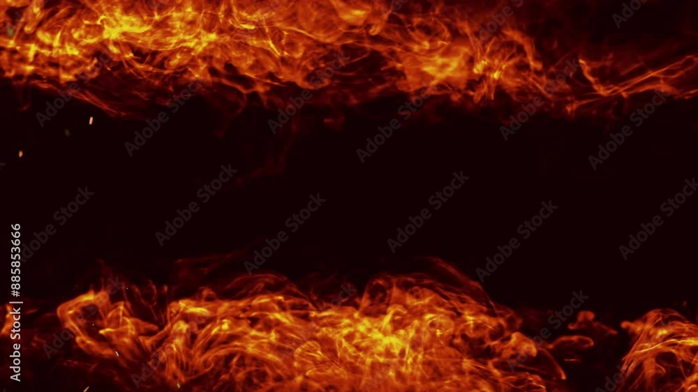 burning abstract animation of orange gas flame with rising sparks isolate. 4K animation