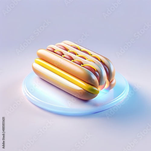 Icon of hot dog, Glossy glass style