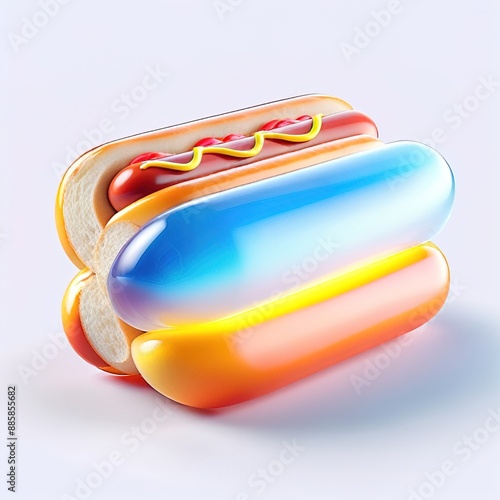 Icon of hot dog, Glossy glass style