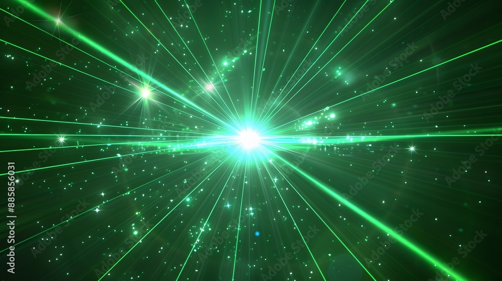 Abstract Green Laser Beams with Starry Effect Abstract Green Laser Beams with Starry Effect
