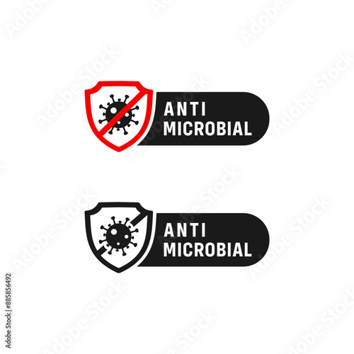 Anti microbial label or Anti bacterial label vector isolated. Simple Anti microbial label for product packaging design element. Antibacterial icon vector for design element.