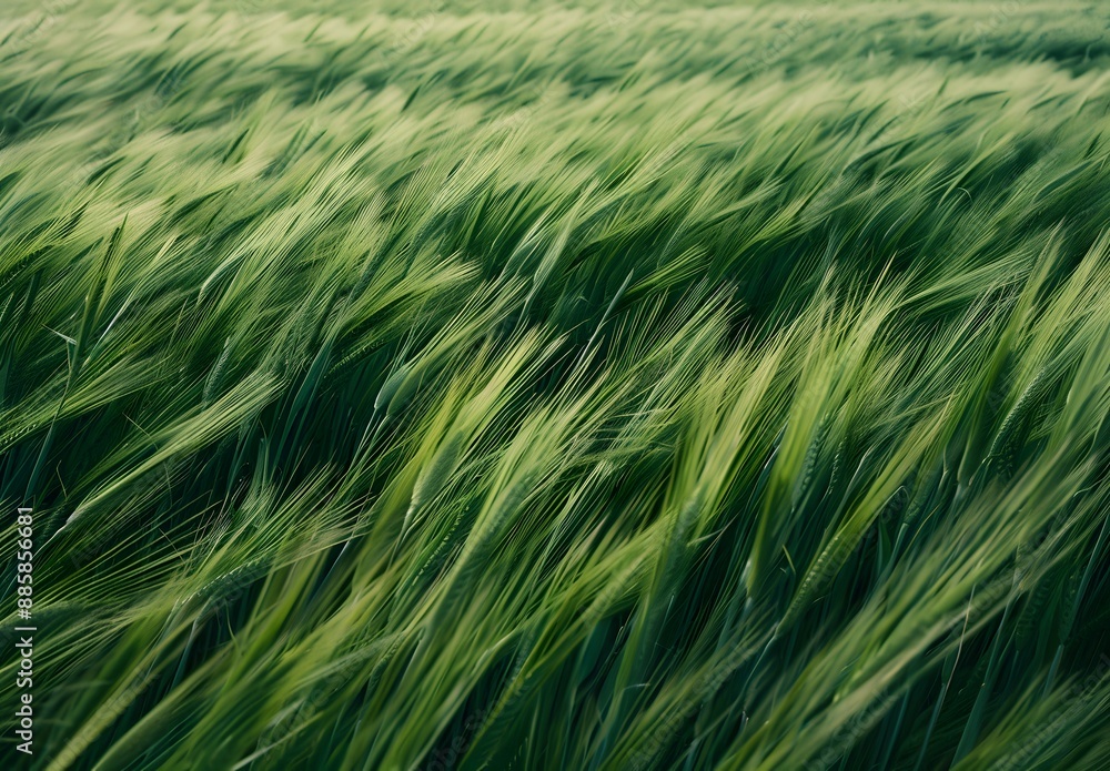 Green Wheat Field Wind Blowing Motion Blur Green Wheat Field Wind Blowing Motion Blur