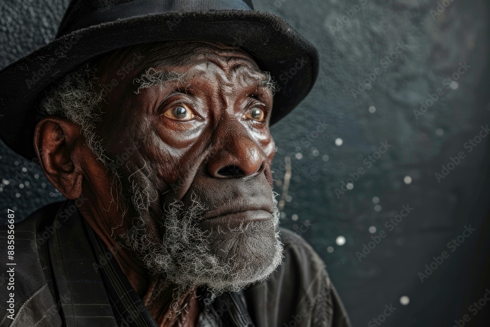 Close up portrait of a senior black man with a serious expression, conveying a sense of wisdom and resilience Close up portrait of a senior black man with a serious expression, conveying a sense of wisdom and resilience