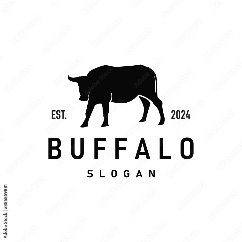 Obraz premium black silhouette design of agricultural and livestock animal buffalo logo simple minimalist illustration template