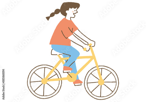 Girl riding a bicycle to her destination_Color