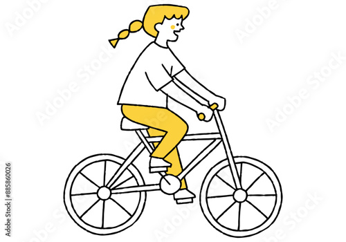 Girl riding a bicycle to her destination