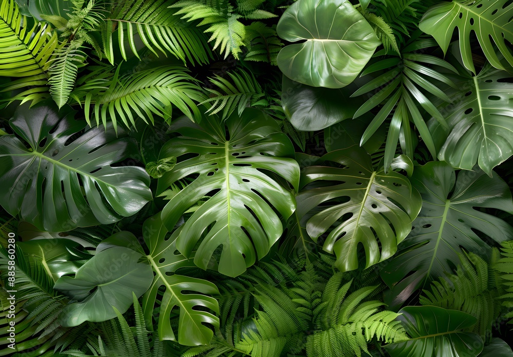 Lush Green Tropical Leaves Background Lush Green Tropical Leaves Background