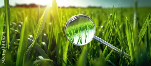 Magnifying Glass Focuses on Green Grass