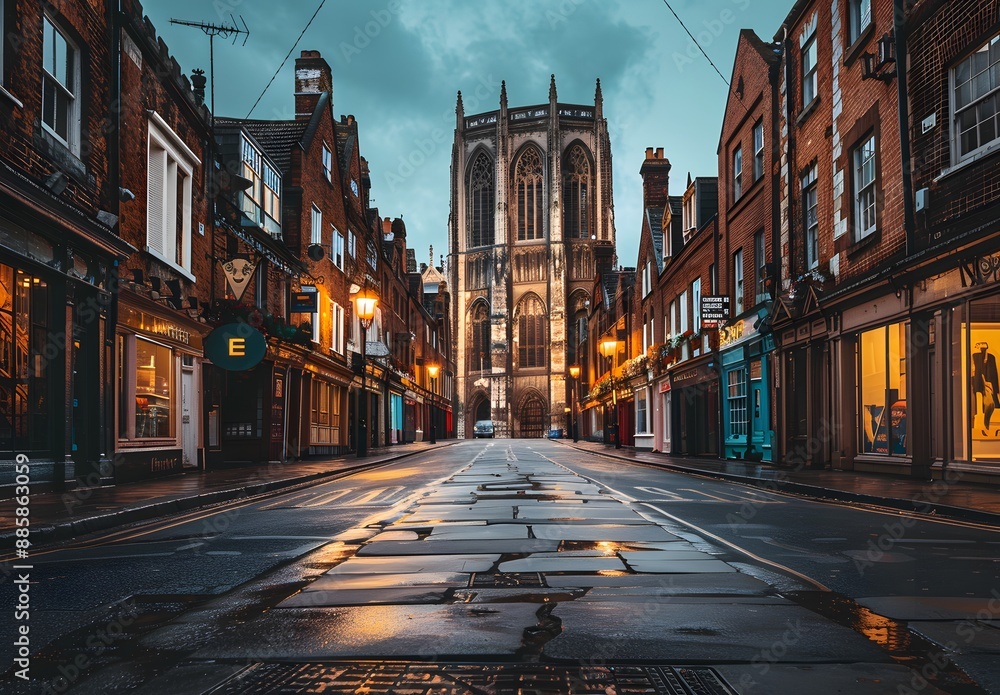 Fototapeta premium York Cathedral Street at Blue Hour